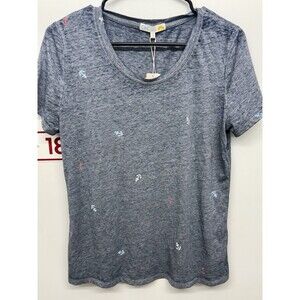C&C California Womens The Karlie Tee Shirt Short Sleeve Anchor Print Gray Size S
